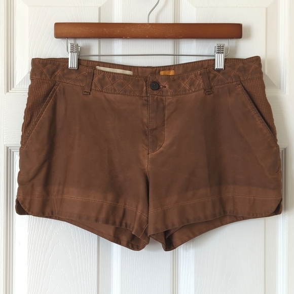 Pilcro and the Letterpress Anthropologie Quilted Vegan Leather Shorts Brown 30 - Picture 1 of 15